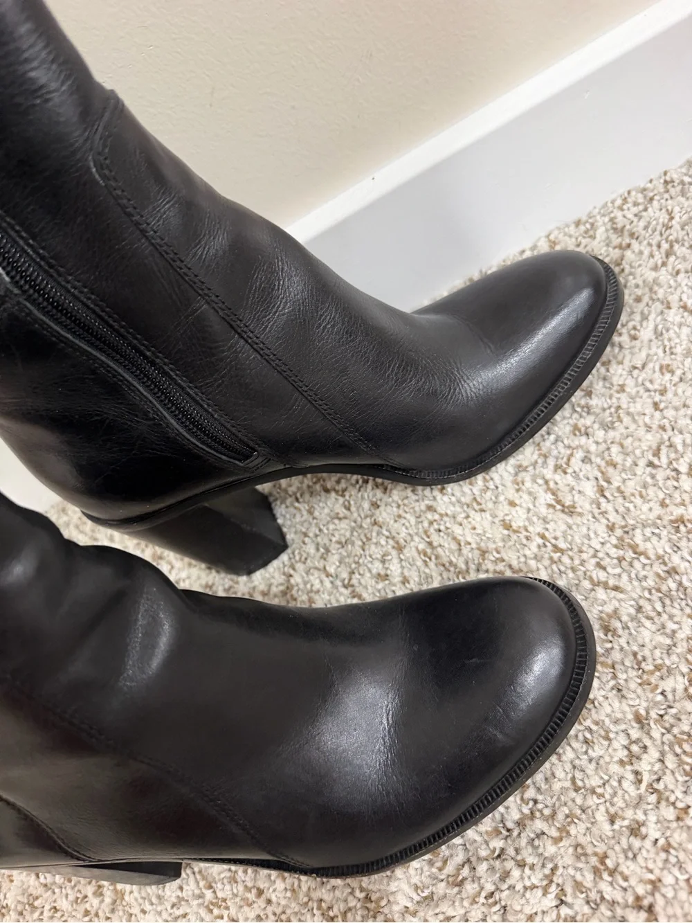 Louise et Cie Black Over-the-Knee Leather Heeled Boots